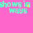 Pixelated text 'shows in ways' in cyan on pink background with yellow sparkles, animated across four repeated