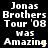 Pixelated text repeats 'Jonas Brothers Tour '08 was Amazing' in a pattern with yellow dots on black background