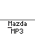 Blue Mazda MP3 car icon with explosion effects and Mazda logo, displayed in a with repeated text labels