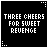 A 5x4 contact sheet of animated frames showing a pixelated text-based icon with 'THREE CHEERS FOR SWEET REVENGE' on black background, where the word 'REVENGE' cycles through red color variations.