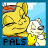 Animated contact sheet of a 48x48 pixel AIM buddy icon featuring two cartoon characters with changing expressions and text, arranged in a 3x3 grid with one empty cell.