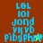 Pixelated blue text on colored backgrounds with a small red pixel cluster in the bottom-right corner of one