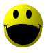 Yellow spherical face with black mouth, varying eye shapes including round dots and slanted triangles, some versions show red eyes or white fangs.