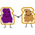 Animated sequence of two anthropomorphic bread slices holding hands, with text changing from 'It's Peanut Butter Jelly Time!' to 'Peanut Butter Jelly is a Baseball Bat.'
