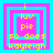 Four identical pixel-art display layered pink and cyan squares with yellow text reading 'i luv pie so does kayleigh' in a retro style