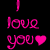 A 4-frame animated contact sheet showing pixelated 'I love you' text with heart symbols in pink, green, blue, and yellow colors on a black background.