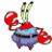 A 48x48 pixel animated buddy icon featuring a cartoon crab character on the left and green text logo on the right, displayed as a contact sheet with two frames.