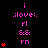 Pixelated pink text and red heart symbols arranged in a pattern on black background with gray corner element