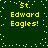 Green background with white pixelated dots and four identical yellow text blocks reading "St. Edward Eagles!" arranged in a