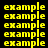 Yellow pixelated text 'example' repeated in a pattern on black background with white rectangular overlays at specific positions