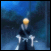 Animated sequence of a character with yellow hair in a dark outfit performing a repetitive motion against a blue-toned background.