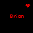 Red pixel art displays four 'Brion' text labels with a heart and starburst icons on black background.