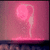 A static pixelated image of a pink balloon-like shape with a thin stem against a gradient background transitioning from light to dark pink.