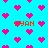 Pixelated cyan background with scattered pink hearts and orange text reading "RYAN" in three locations.