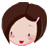 Pixelated cartoon character with brown hair and pink hair clip showing three facial expressions: neutral, blushing, and smiling.