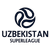 A pixelated circular emblem with interlocking curved shapes above bold text reading 'UZBEKISTAN' and a smaller line of text below.