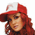 Four pixelated views of a red-haired figure in different headwear and backgrounds, each with distinct expressions and poses.