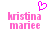 Pixelated pink text 'kristina mariee' with a pink heart symbol above the text on a white background.