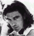 Black-and-white pixelated portrait of a person with dark hair and light clothing on the left, next to green background with bright green text reading 'Original Icons .com' on the right.
