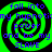 Green and black spiral background with blue text reading "fall into my hypnotism power and be my SLAVE" repeated four times in a