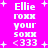 Pixelated text on bright pink background with white plus signs, displaying 'Ellie' followed by repeated lines of 'roxx', 'your', 'soxx', and '<333'.