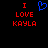 Two identical pixelated text display 'I LOVE KAYLA' in red with a blue heart symbol above the left on black background