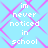 Light blue background with pink diamond-shaped pattern and white pixelated text reading "im never noticed in school" repeated across the image