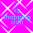 A static icon with a bright pink background featuring white geometric patterns and cyan text elements.