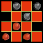 Grid of nine squares with red, black, and gray elements; four circular shapes in varying shades on a grid background.
