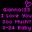 Pixelated pink text and heart symbol on black background, repeated in two with identical content