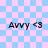 four identical pixelated icons on a blue and pink checkered background, each displaying text and a symbol