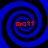 Four identical blue spiral patterns with black outlines arranged in a , each containing red text reading "matt" at the center