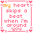 identical pixel art with pink text reading 'my heart skips a beat when i'm around you' and small hearts, each showing different color variations in the text