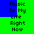 Pixelated text "Music Is My Life Right Now" displayed in black on alternating green and blue backgrounds with visible pixelation.