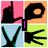 four showing a black silhouette hand making gestures against colored backgrounds, with one displaying pink text