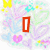 Pixelated image with pastel floral background and pink text elements including "I" in red box, "Think", and "I LOVE YOU".