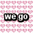 Six display text fragments over distinct backgrounds: pink hearts, blue gradient, purple swirl, grayscale figure, orange flames, and cookie dough