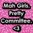 Pink pixelated background with black text labels: 'Mah Girls. Pretty Committee.' with '<3' symbol, and six names arranged in two