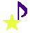 Six pixelated star icons in yellow, green, blue, purple, magenta, and orange arranged in two with a dark purple flag symbol above each