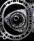 Animated circular icon with a central spiral eye design, bordered by intricate repeating patterns on black background.