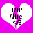 Two identical pixelated heart-shaped icons with white fill and pink outline on a solid pink background, each containing text "RIP Allie <3" in black pixelated font.