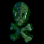 pixelated skull and crossbones icons in varying green hues, displayed against a black background with one gray at the bottom