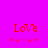 Two identical red 'Love' text icons with pink starbursts on a bright purple background, each showing slight animation in the starburst positions.