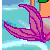 Pixel art contact sheet showing a mermaid character with red hair and flower headpiece across multiple frames, including full-body view of purple tail and green bikini top, plus text panels with lyrics on teal background.