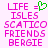 Pixelated text in pink and green on white background, with a green heart symbol replacing the equals sign.