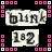 A 4-frame animated contact sheet showing alternating text frames of 'blink' and '182' within a pink-and-white pixelated border on black background.