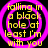 Four identical circular frames with pink concentric rings surround yellow text reading "falling in a black hole at least I'm with you" on a black background.