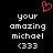 Red pixelated heart symbol above white text reading 'your amazing michael <333' on black background.