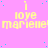 A static image with a pink background, yellow text reading "i love marieille!" repeated in a , and scattered blue dots