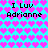 Pixelated icon with cyan background and pink heart pattern, displaying "I Luv Adrienne" text in black block letters across four repeated sections.